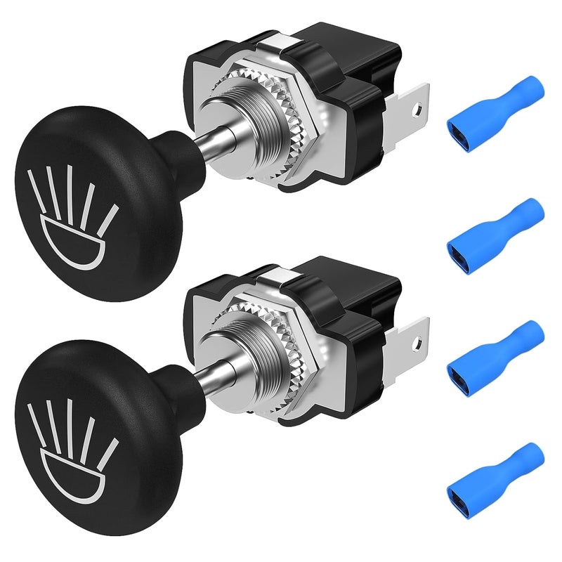 Joinfworld Golf Cart Headlight Switch Push Pull Type 12 Volt Universal Light Switch Button for Club Car, EZGO, Yamaha - 2Pcs - Image 1